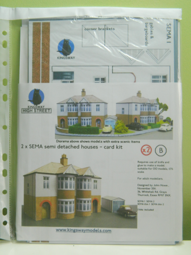Kingsway SEMA2 OO / 1:76 2 x Traditional Style Semi Detached Houses Card Kit