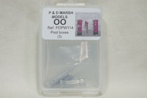 PW114 1:76/OO Post Boxes (x3) White Metal Kit