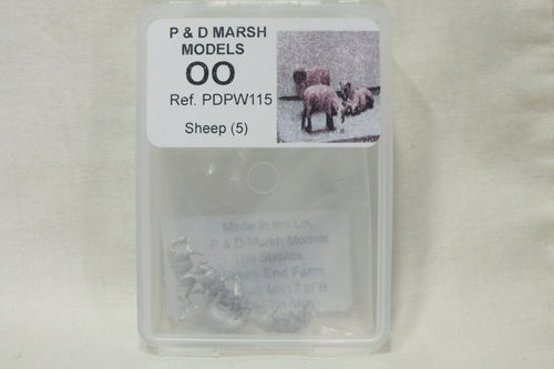 PW115 1:76/OO Sheep (x5) White Metal Kit