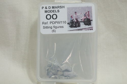 PW116 1:76/OO Sitting Figures (x6) White Metal Kit