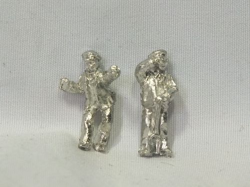 FF04 Driver + Fireman, Driver Left Arm Raised + Fireman with Shovel Mopping Brow - Unpainted