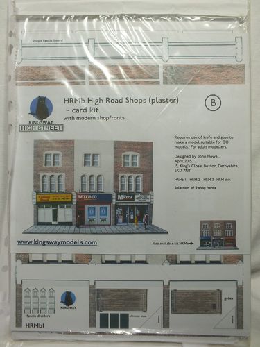 Kingsway HRMb OO / 1:76 High Road Shops (plaster) Low Relief Card Kit